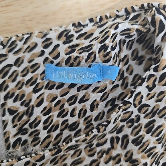 J McLaughlin Sleeveless Ruched Animal Print Sheath Dress Size 4 Fitted Preppy - Picture 3 of 9